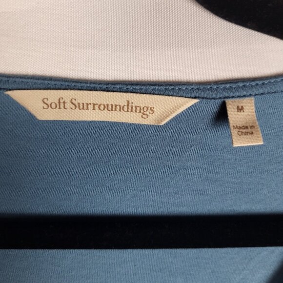 Soft Surroundings Dress Women's Medium Blue Asymmetric Flowy Long Sleeve Classic - Picture 5 of 9